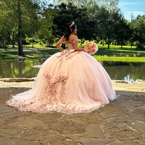 ✨BEAUTIFUL Elegant Pink Ball Gown with Floral Details - Quinceañera - Coquette💞
